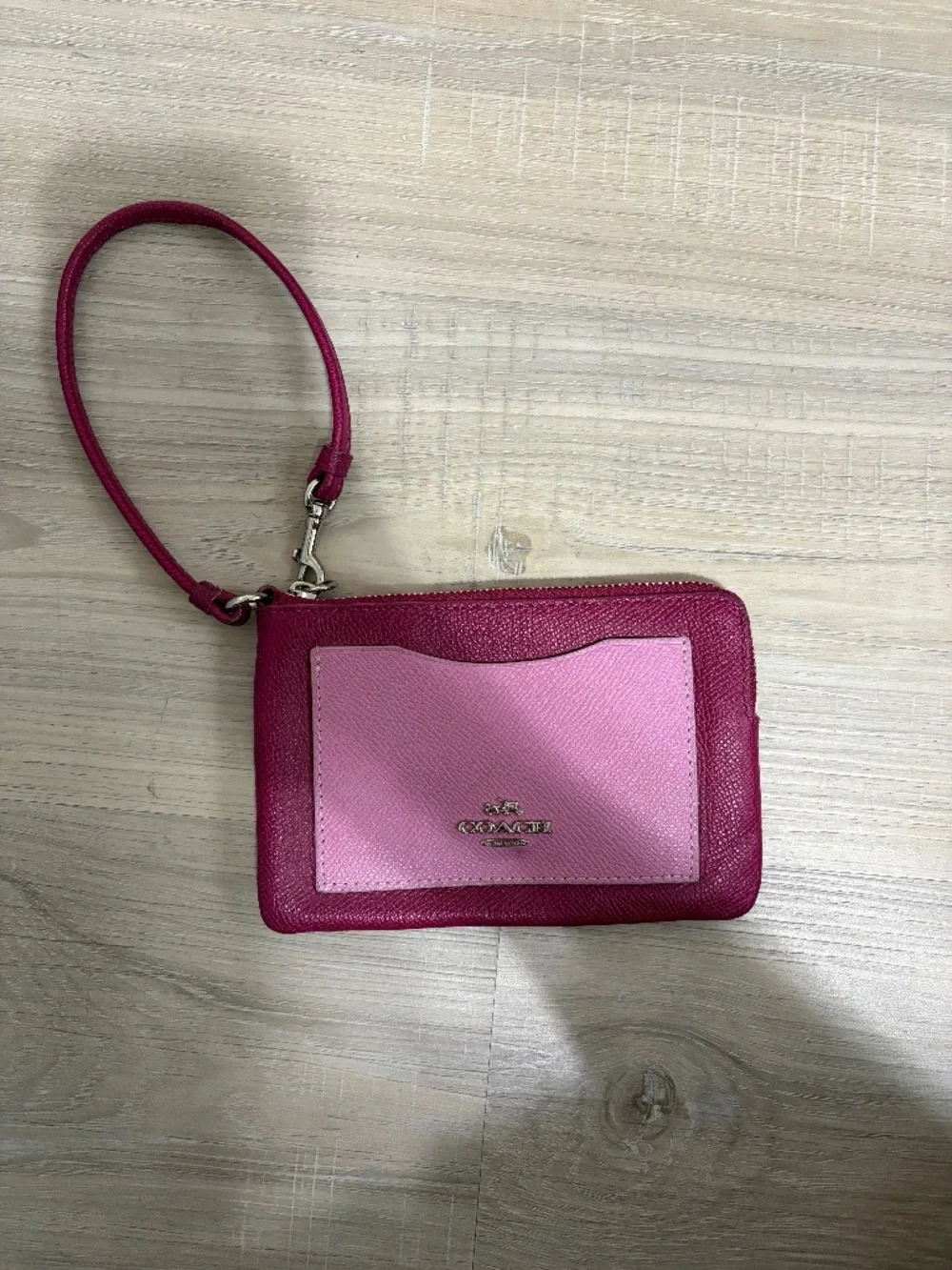 Coach Leather Wristlet Wallet - Two Tone Pink